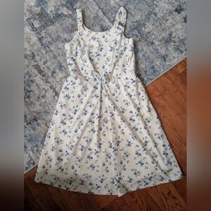 Tahari Girl Eyelet Dress Lined Summer Sleeveless Tank Bow Detail Size 12 EUC